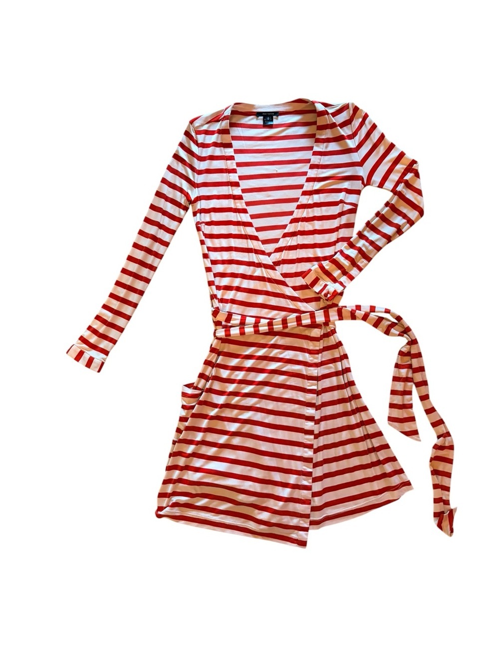 Pink Tartan Red and White Striped Wrap Dress